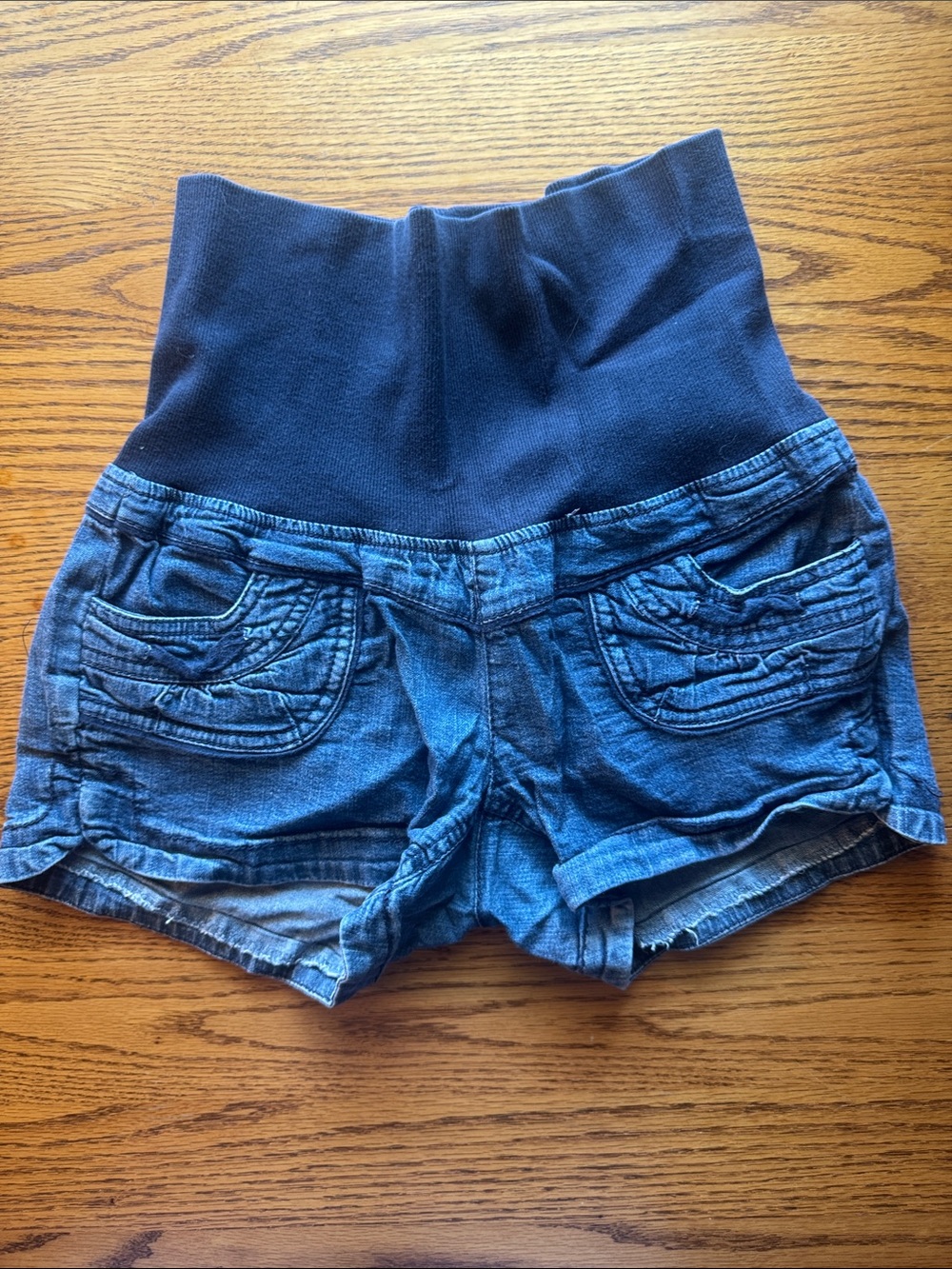 Jolt Navy Stretch-Waist Denim maternity Shorts size 1